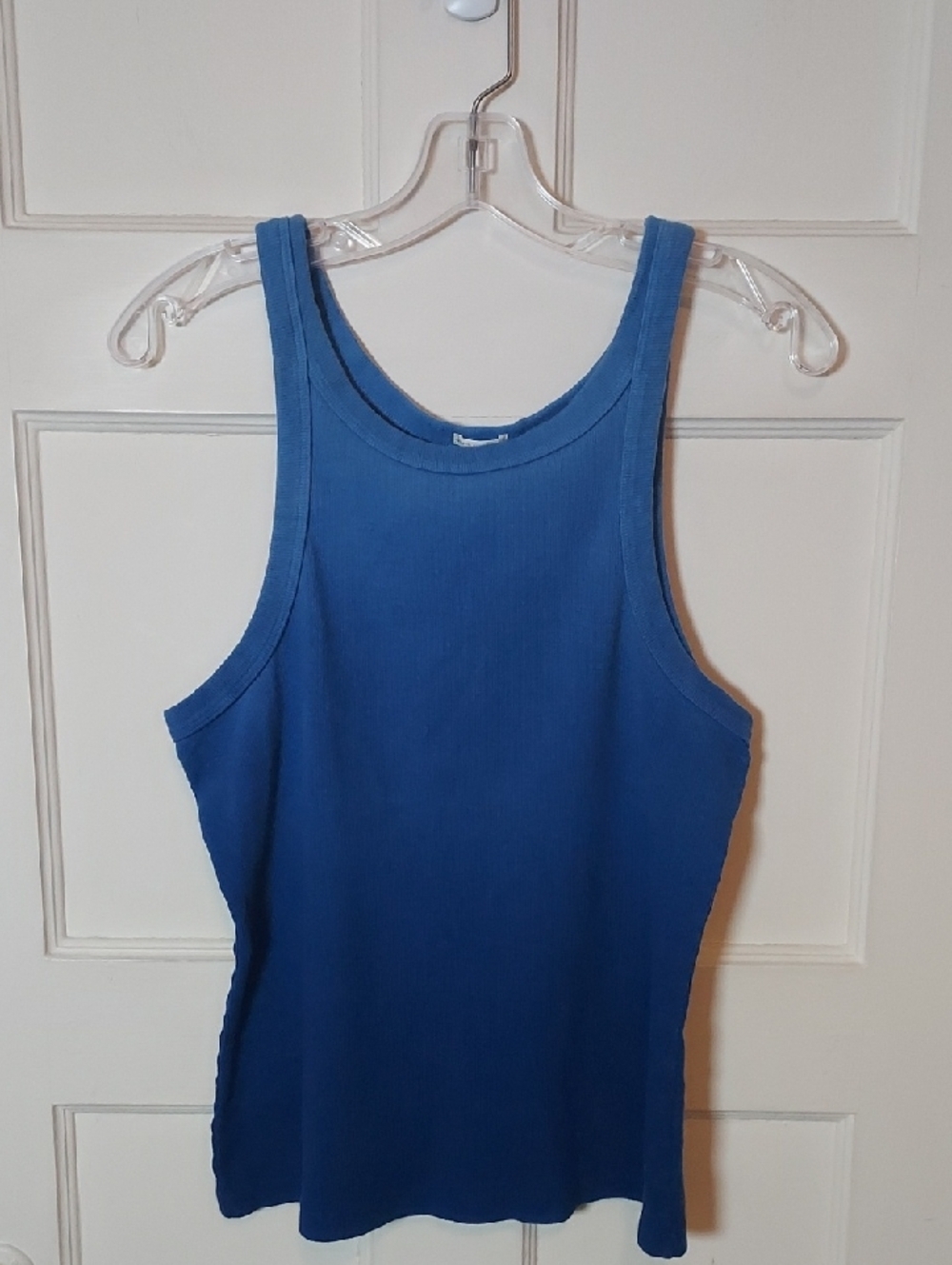 MOTHER Denim Women’s The Chin Ups Ombré Ribbed Tank In Blue Size Large